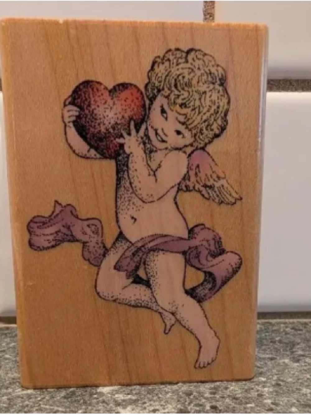 Romantic Cherub Art Print in Pink and Red